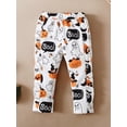 thumbnail image 5 of Bagilaanoe 2Pcs Toddler Baby Girl Halloween Outfits Letter Print Long Sleeve Tunic Tops + Letter Pumpkin Ghost Print Trousers 6M 12M 18M 24M 3T 4T Infant Fall Long Pants Set, 5 of 9