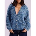 thumbnail image 4 of Suéter PRETTYGARDEN a Rayas Azul con Cuello en V y Botones Talle S, 4 of 4