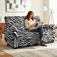 thumbnail image 4 of Xoenoiee Zebra Stripe Print Reclining Loveseat Slipcover, 6-Piece Stretch Sofa Covers for 2-Seater, Anti-Slip Furniture Protector with Pockets, Easy to Install, 4 of 6