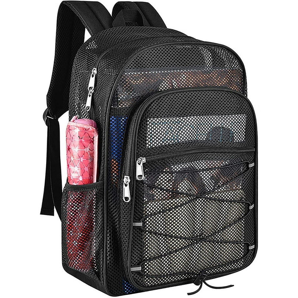 Heavy Duty Mesh Backpack See Through School Bags with Adjustable Straps Mesh Bags for Swimming Fitness Beach Sports Walmart