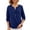 a-Dark Blue37271, variant on VNKIDY Women Shirts Summer Solid Color Lightweight Loose Fit Blouse Long Sleeve V Neck Shirt With Button Details For Everyday Wear Stylish Tops