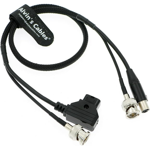 Alvin's Cables TV Logic Monitor Combination Power Cable Mini 4 pin XLR to D-Tap & BNC to BNC 75 Ohm SDI Video Coaxial Cable for F-5A F-10A F-7HS Monitor 60CM