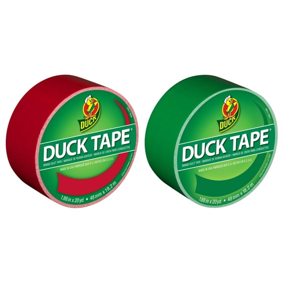 Duck Brand Color Duct Tape Christmas Holiday Combo 2-pack, Red And Green, 1.88 Inches X 20 Yards Each Roll, 40 Yards Total
