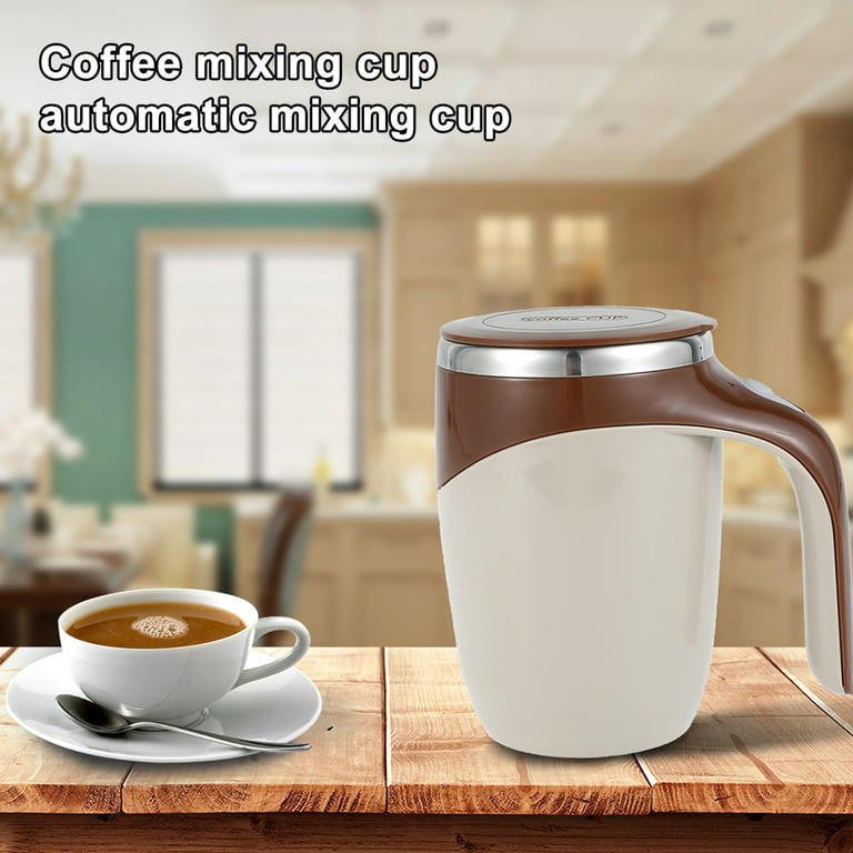 Mtfun Self Stirring Coffee Mug Cup 400ml Electric Stainless Steel Automatic Self Mixing Spinning Home Office Travel Mixer Cup, Brown