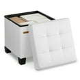 thumbnail image 4 of SONGMICS 15x15x15.7-Inch Cube Storage Ottoman with Legs. 10 Gal (37 L) Capacity. Synthetic Leather Footstool/Footrest.Cloud White, 4 of 8