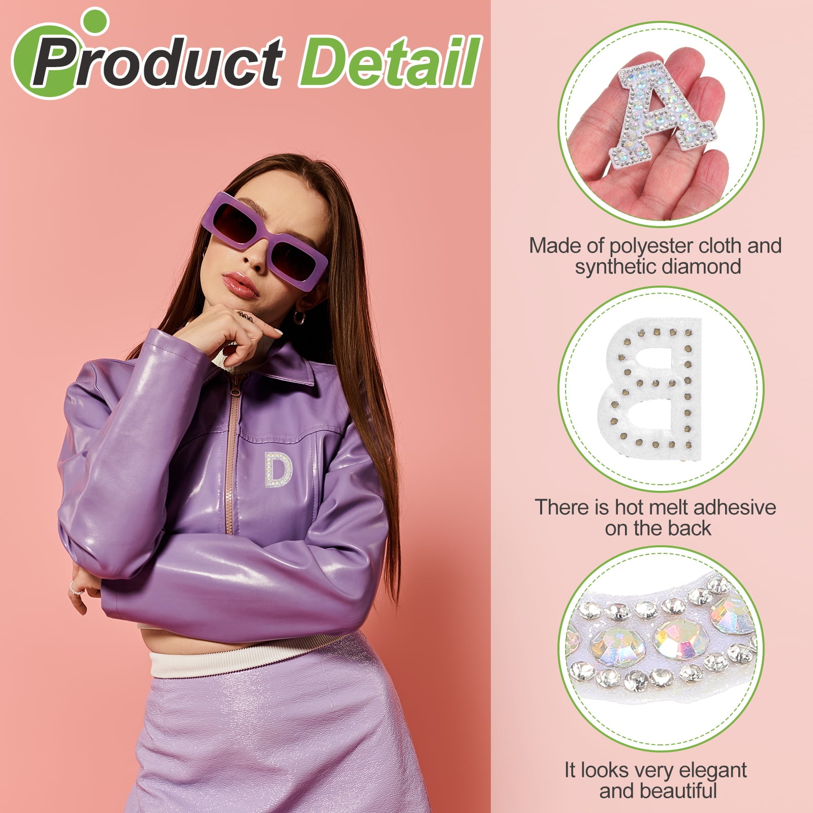 Uxcell 26pcs Letter Iron on Patch Decorative A-Z, AB White Glitter Pearl Alphabet Applique Rhinestone English Letter for DIY Clothing Repair Hat Bag