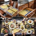thumbnail image 3 of Yellow Striped Placemats for Dinning Table Set of 6, Navy Blue Nautical Anchor Geometric Burlap Kitchen Place Mats Waterproof Cloth Table Mats, Indoor Outdoor Placemats Easy Clean Dinner Decor, 3 of 8