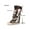 coffee, variant on Women's Graffiti Print Canvas Jumper Boots, Stacked Ankle Booties with Folded Cuff, Comfort Casual Grunge Style Boots