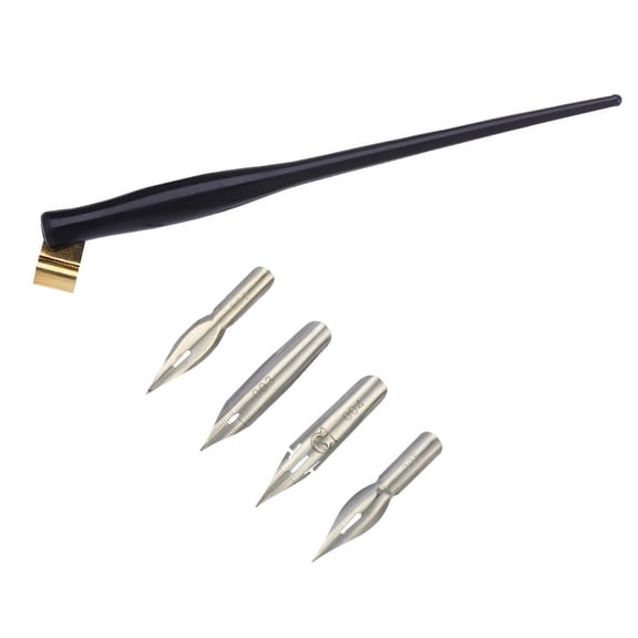 Under $10 Dip Pen with 4 Nibs, Resin Handle, for Calligraphy, Sketching & Art