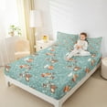 thumbnail image 4 of Castle Fairy Fox Deer Bear Rabbit 3pcs Twin Sheet Sets,Cute Animal Twin Fitted Sheet,Chic Flower Breathable Flat Sheet,Super Cozy Cartoon Room Decor, 4 of 7