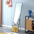 thumbnail image 2 of 3rd generation gray solid wood frame full length mirror, dressing mirror, bedroom porch, decorative mirror, clothing store, floor mounted large mirror, wall mounted. 58 "* 15", 2 of 9