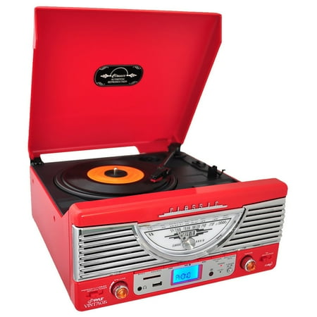 Pyle Retro-Turntable - Plays Radio, MP3s via USB & SD Memory with Vinyl-to-MP3 - PTR8UR