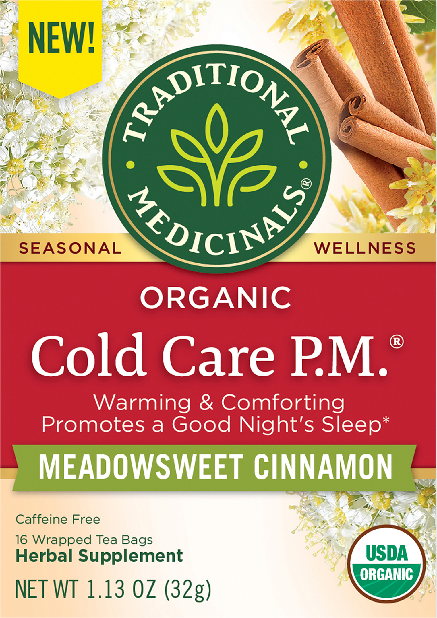 Traditional Medicinals - Organic Cold Care PM Meadowsweet Cinnamon - 16 Tea Bags