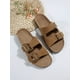 thumbnail image 3 of Vacation Footbed Sandals For Women, Faux Suede Buckle Decor Flat Sandals, 3 of 5