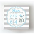 thumbnail image 1 of Personalized Canvas Birth Announcement Nursery Decor Gift, Lovebird Design, Custom Name, Date, Weight & Length, Unique Boys & Girls Baby Shower Wall Art Presents, Color Gray # 4, Size - 30x30, 1 of 5