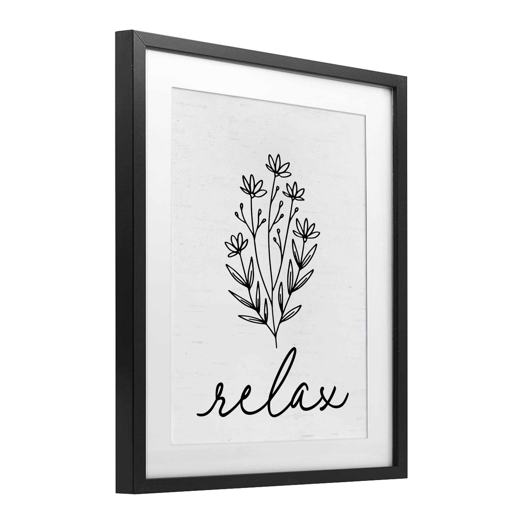 Bathroom Herb Relax Black Framed Print Under Glass, design by Lettered and Lined