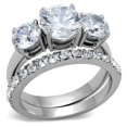 thumbnail image 1 of Women High Polished Stainless Steel Ring with AAA Grade CZ in Clear - Size 9, 1 of 1
