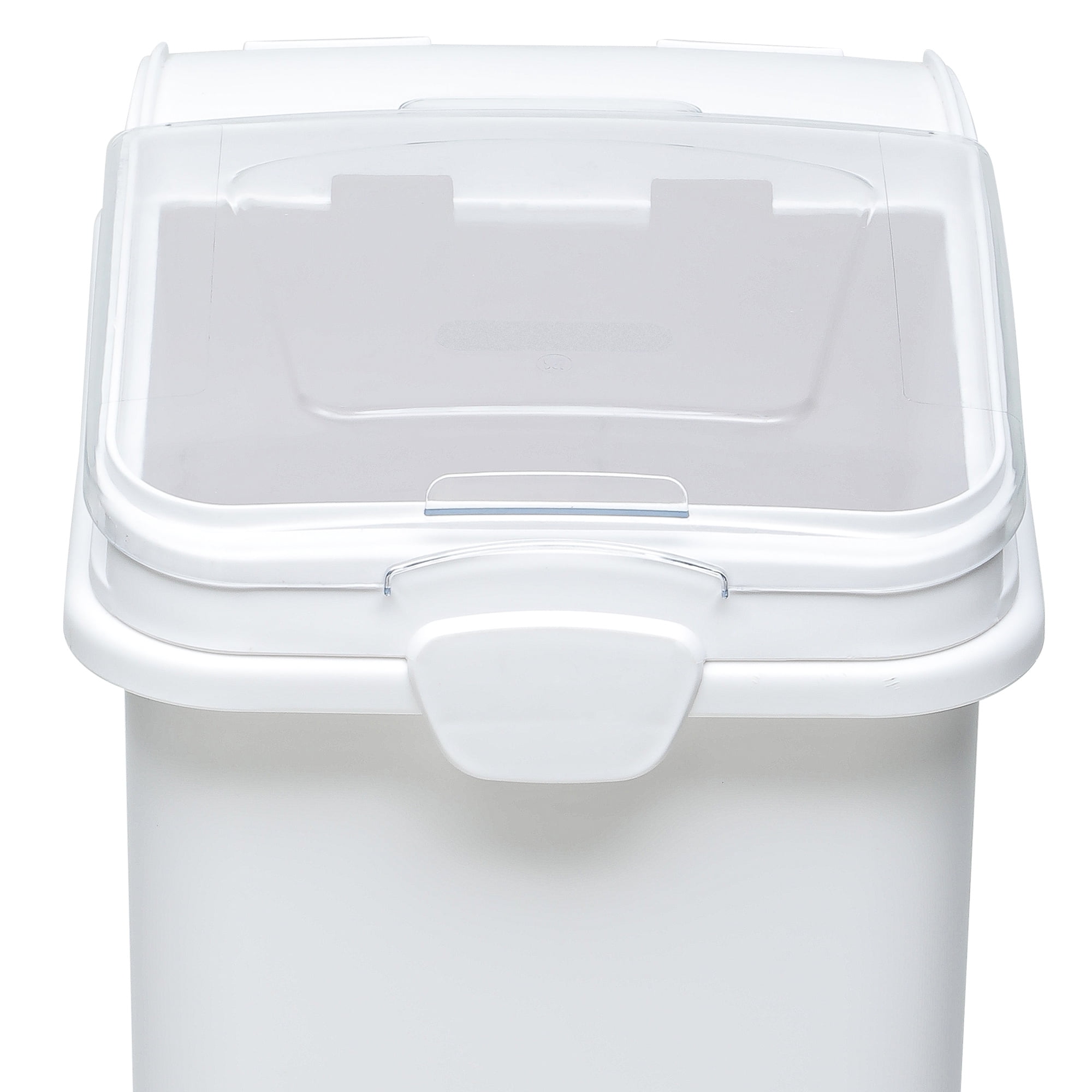 Uforic 27 Gal Large Ingredient Storage Bin, 625 Cups Commercial Food Container, Bulk Flour Storage Bin with 360° Wheels, Scoop and Lid, Kitchen Dry Food Storage Bin, White