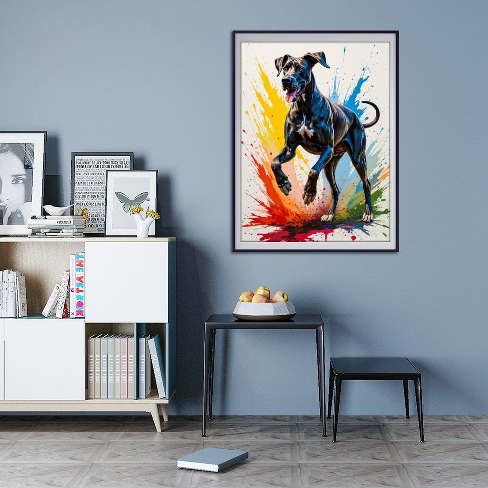 Diamond Art Kit for Adults, Colorful Energetic Dog Splatter Art Diamond Painting for Adults Beginners, DIY Diamond Art Painting Kits, 5D Diamond Painting Crafts for Home Decor 12x16 Frameless