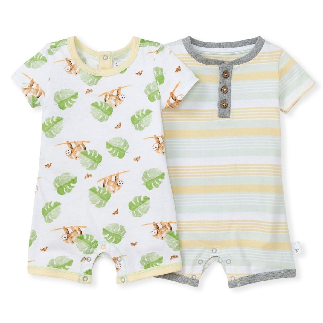 Burt's Bee Baby Sloth Sanctuary Organic Baby Romper 2 Pack Size 03