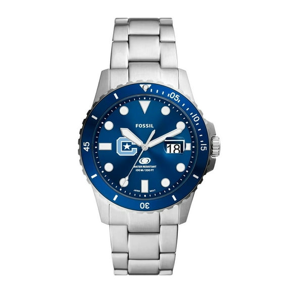Men's Fossil  Silver Citadel Bulldogs Dive Three-Hand Date Stainless Steel Watch