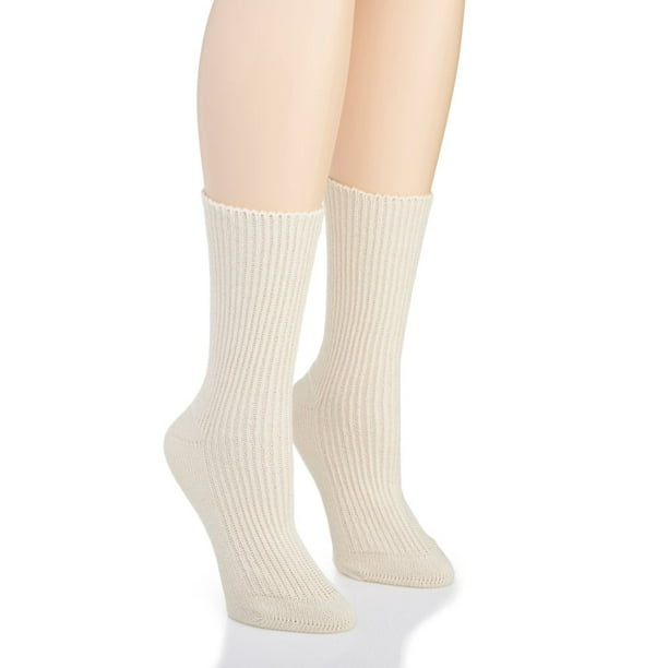Women's Cottonique M27703 Latex Free Organic Cotton Socks - 2 Pack (Natural  M) 