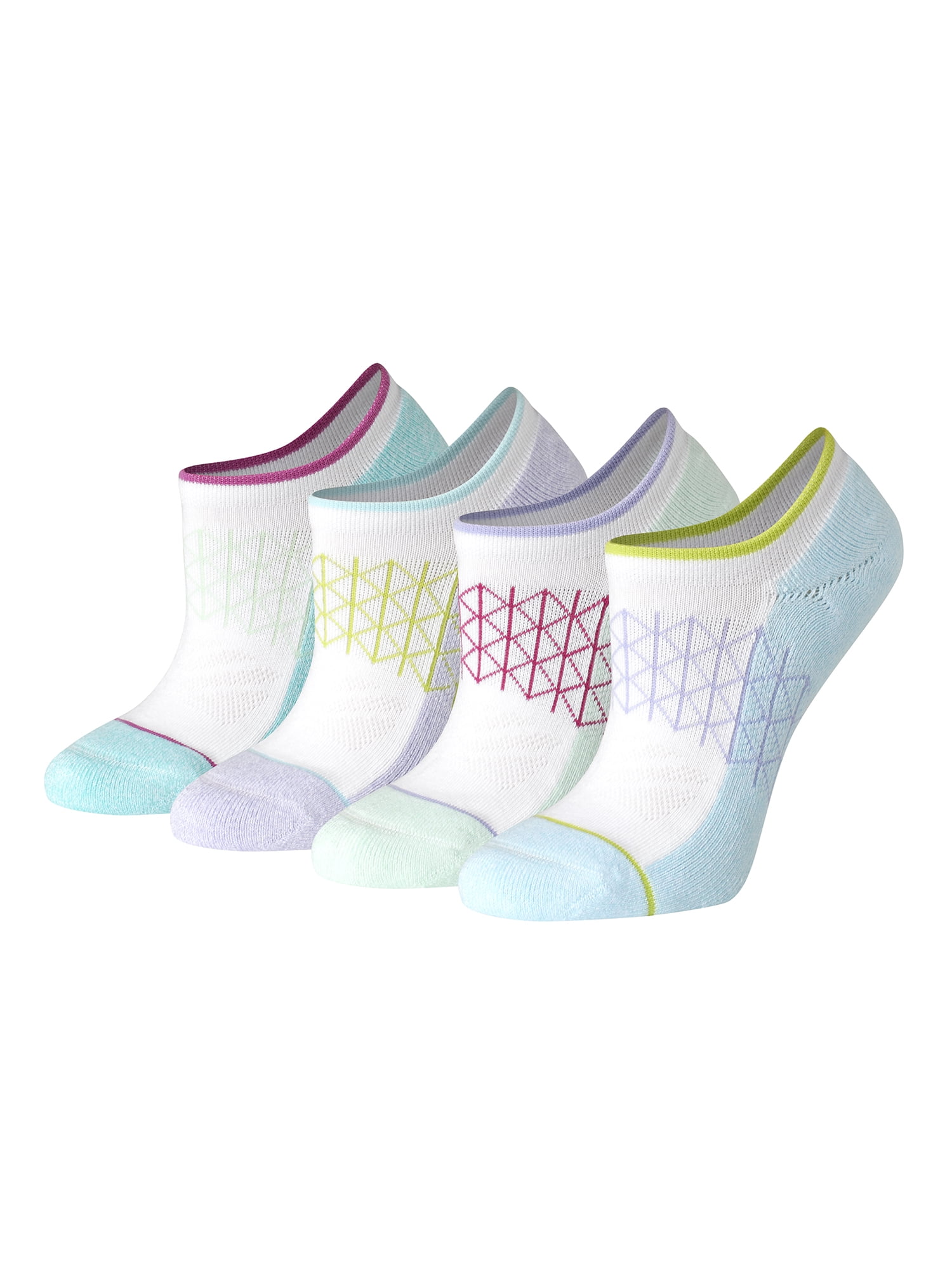 Hanes Women's Super No Show Socks with Gripper, Absolute Comfort, 4-Pack, Size 5-9