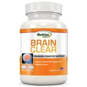 Angle View: Brain Support Supplement - Brain Clear with Ginkgo Biloba, St John's Wort, Bacopin & More - Improves Focus & Memory Naturally - Supports Neural Communication & Mind Clarity - 30-Day Supply