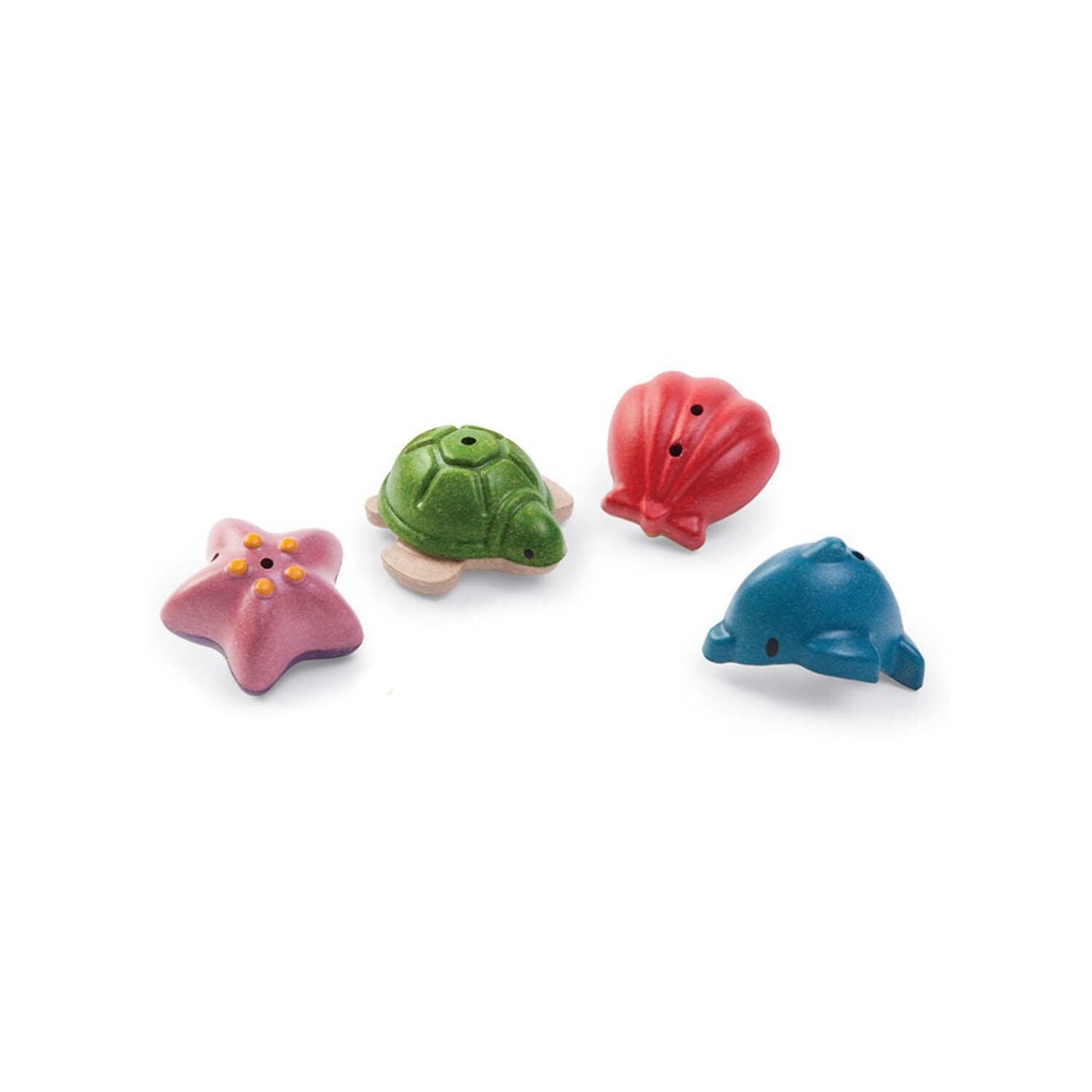PlanToys® Sea Life Bath Set Wooden Montessori Tactile and Imaginative Water Play Toy | Fine Motor, Sensory Exploration and Cause and Effect Learning | Eco Friendly Ocean Bath Activity