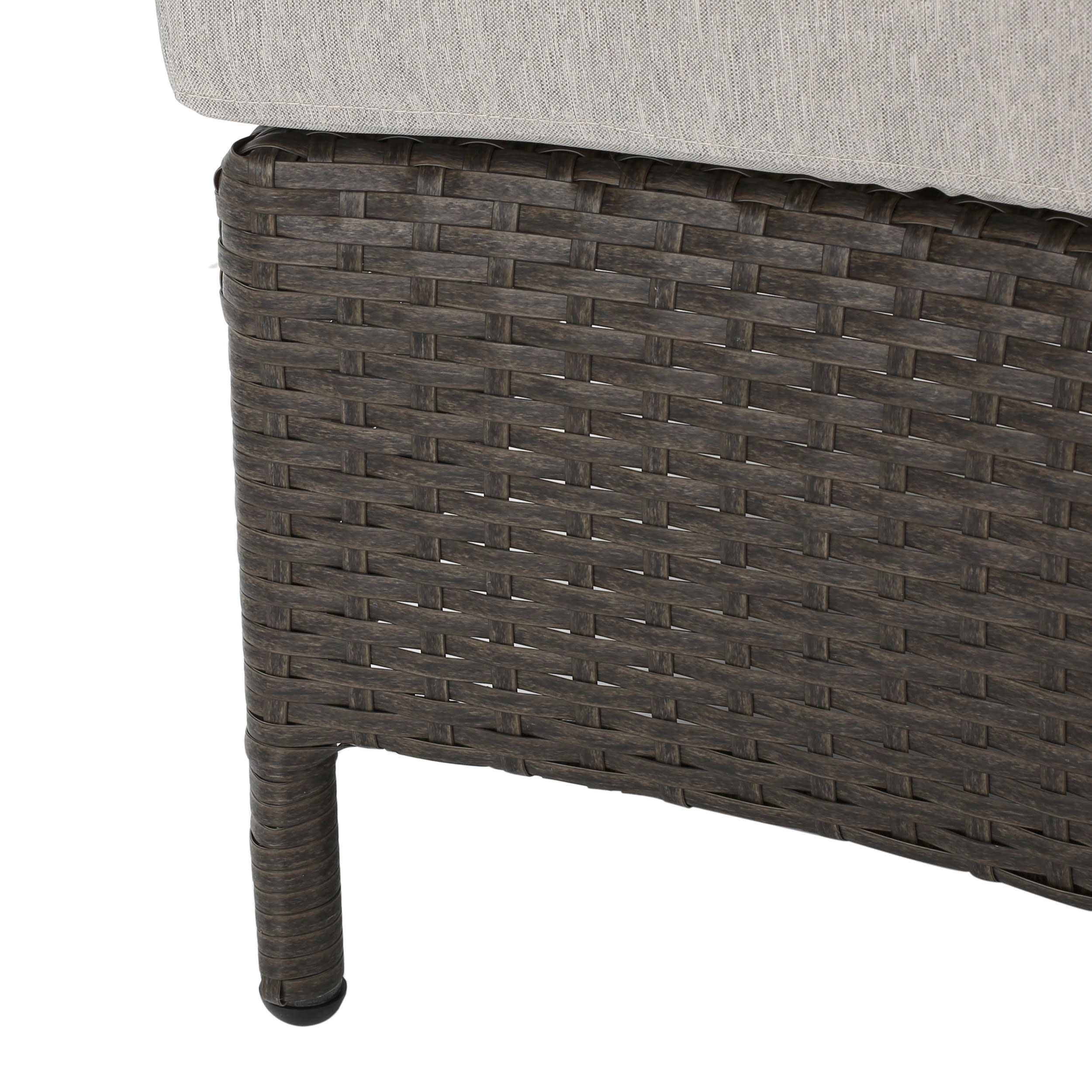 Adelina Wicker Outdoor Curved Loveseat Sectional with Cushions, Brown and Ceramic Gray