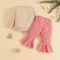 thumbnail image 5 of REgarm Todddler Newborn Baby Christmas Outfit Boy Girl Fall Winter Clothes Embroidery Shirt Top Elastic Waist Plaid Pants Set Trendy 2 Piece Outfit,12-18 Months, 5 of 6
