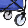 thumbnail image 3 of Grocery Cart with Wheels, Collapsible Outdoor Utility Wagon with All-Terrain Wheels, Heavy Duty Beach Wagon with Drink Holder, Blue Folding Wagon for Shopping, Yard, Camping, 150 Pound Capacity, 3 of 10