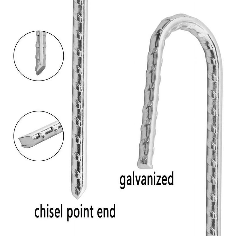 Tingyuan 12 Pack Galvanized Rebar Stakes 12 inch Heavy Duty J Hooks Ground  Anchor for Fence Swing Tent