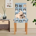 thumbnail image 4 of Yayeee 2 Pack Dining Chair Covers Stretch Parson Chairs Slipcovers Seat Protector, Cartoon Cute Cat, 4 of 6