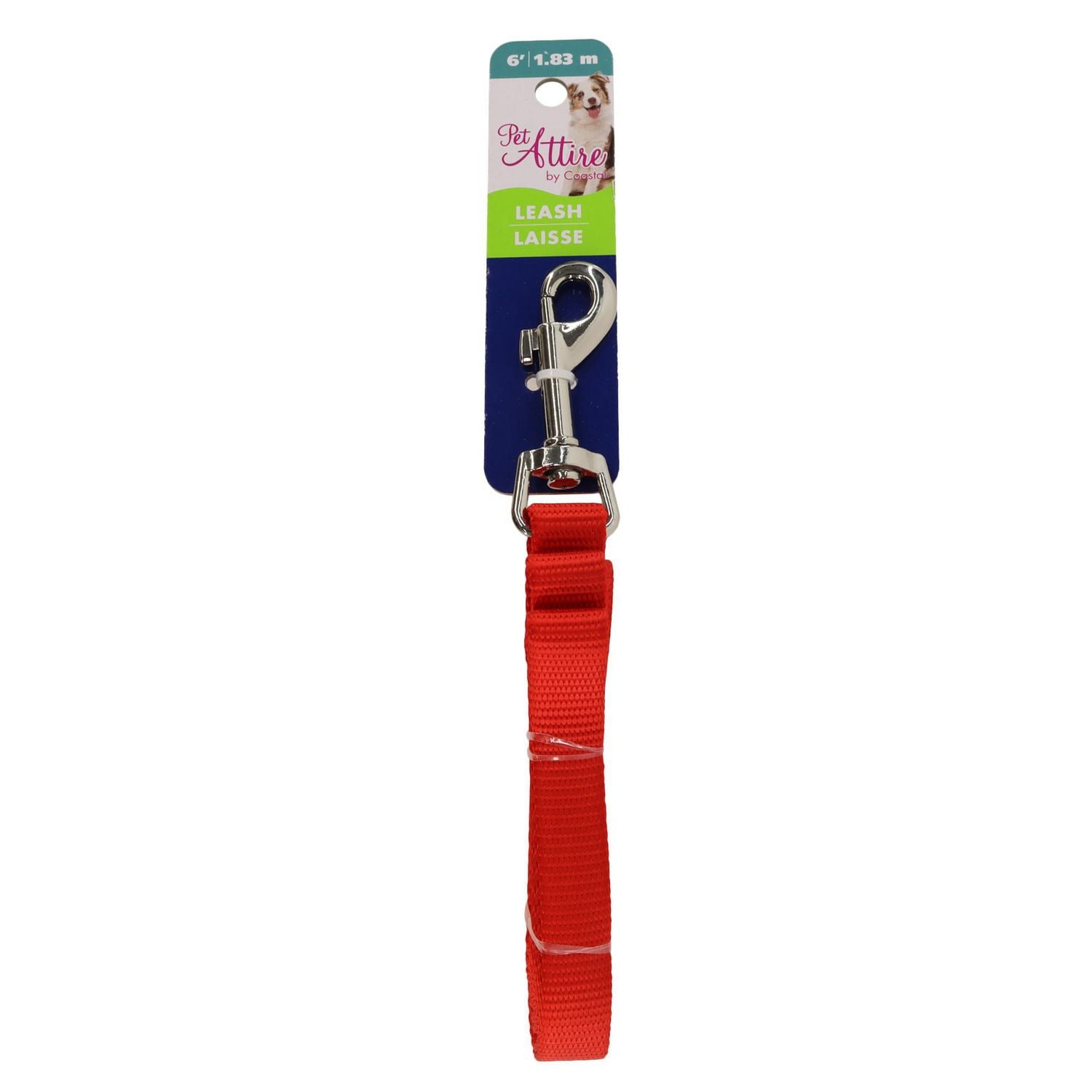 Pet Attire By Coastal Laisse pour chien à pli unique Moyen, Rouge, 5/8" x 06'