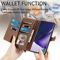 thumbnail image 2 of Dteck Case for Samsung Galaxy S23 Ultra,Magnetic Leather 7 Card Slots Zipper Wallet Case Shockproof Rubber Kickstand Cover with Wrist Strap, Brown, 2 of 7