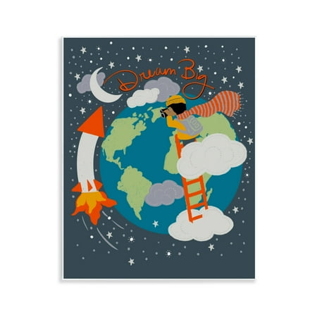 Stupell Industries Dream Big Space Adventure Wall Plaque Art design by Lori Mosley, 14 x 11