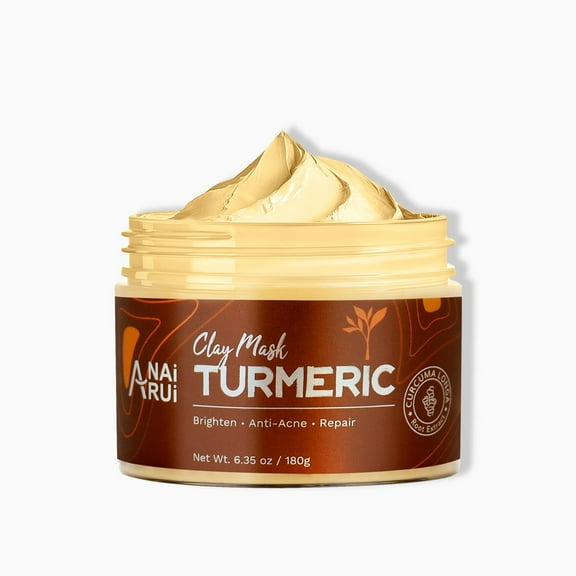 ANAI RUI Turmeric Clay Mask, Vitamin C Facial Mask with Turmeric & Kaolin Clay, Cleasning Mask for Acne, Pores, Radiant & Smooth Skin, 6.35 oz