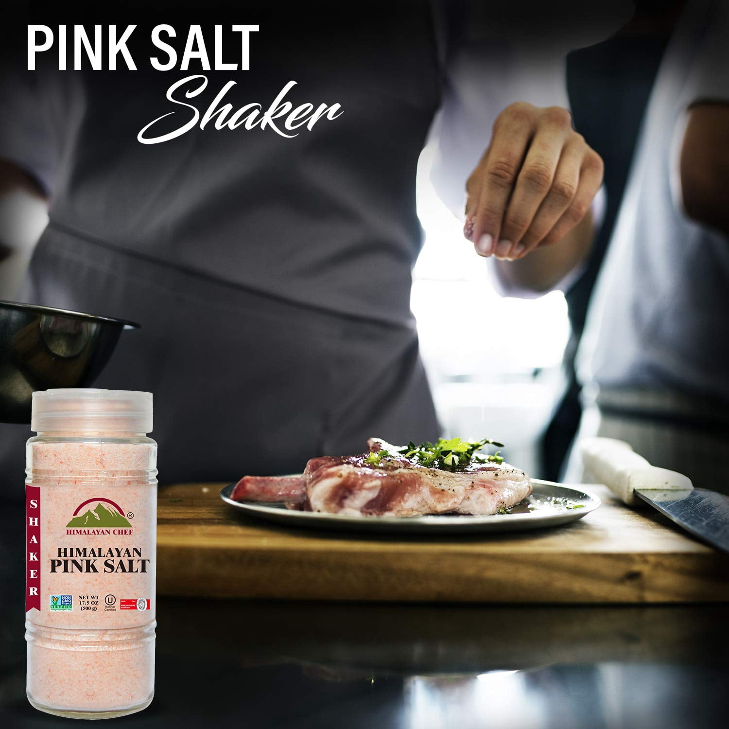 SALT 84 Pink Salt, Fine Grain Glass Shaker, Non-GMO and Kosher Salt, 17.5 oz Shaker, Pack of 6