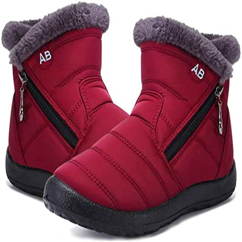 Womens Winter Snow Boots Warm Cotton Ankle Boots With Fur Lining 