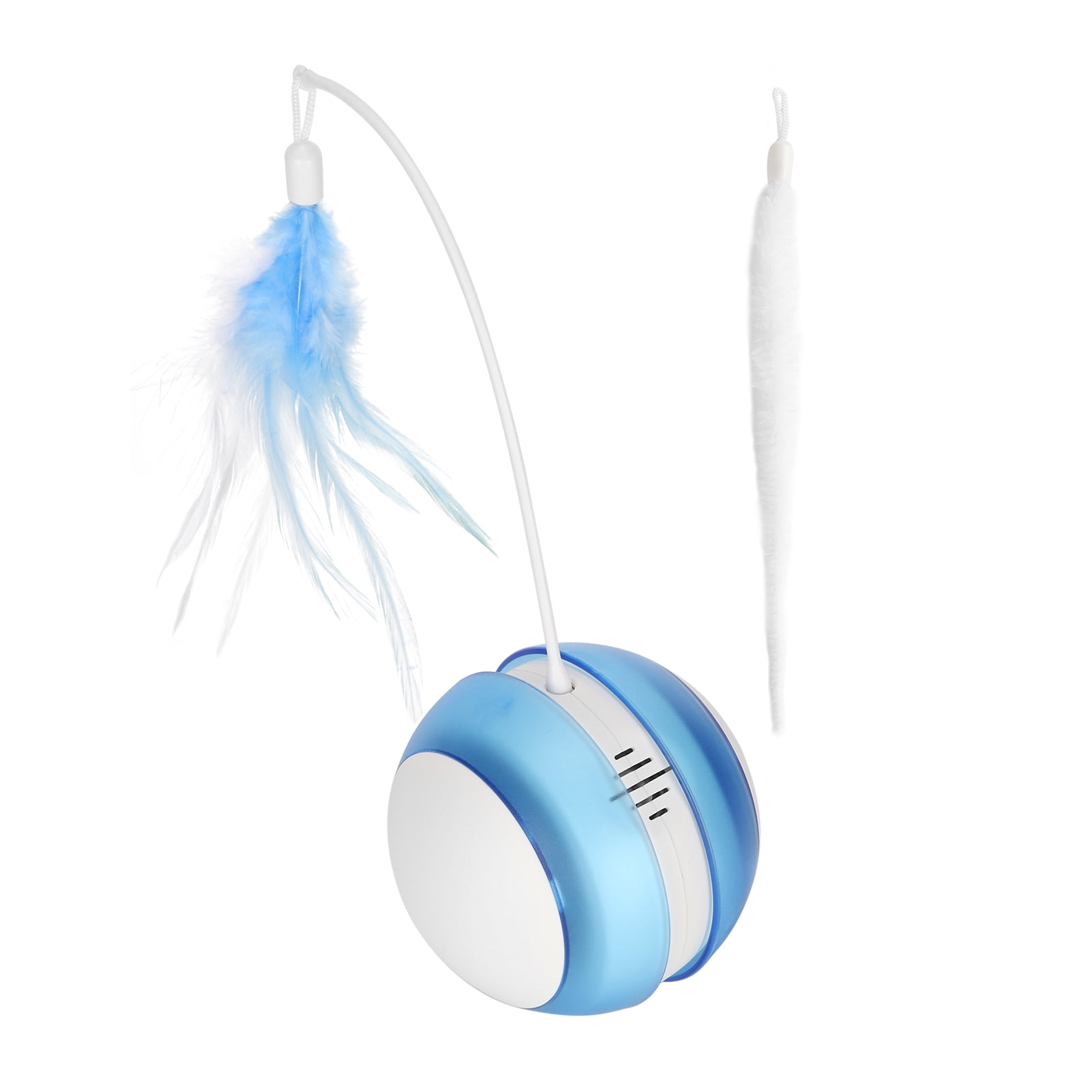 Yajisi Interactive Cat Toys USB Charging LED Tilting Sports Ball Self Rotating Cat Toys Chaser with Feather Fishing Rod Motion Activated Move Cat Ball Toys 11.81 inches / 30 cm