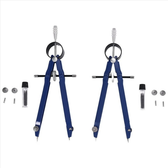 2 Pack Drafting Compass with Lock Math Bow Drawing Metal Wheel Geometry Divider Student for Art School Office