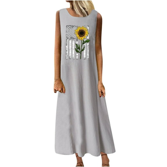 ZVAVZ Casual Maxi Dress for Women - Ladies off Shoulder Tshirt Dress Summer Sleeveless Dresses Loose Fit Swing Dresses
