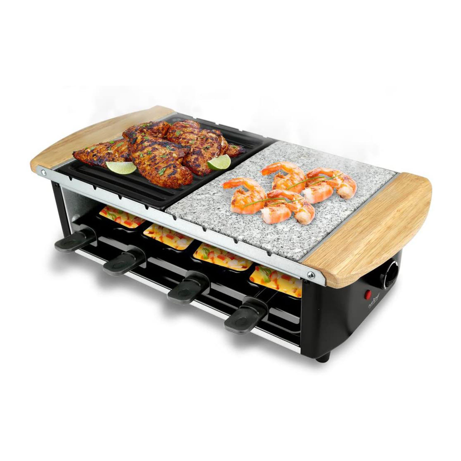 NutriChef Raclette 1200W 2 Tier Stone Plate and Metal Grill Countertop - image 4 of 5