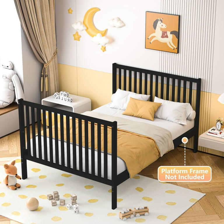 Sesslife 5 In 1 Convertible Crib Baby Bed Converts from Baby Crib to Toddler Bed Fits Standard Full Size Crib Mattress Easy to Assemble Black Walmart