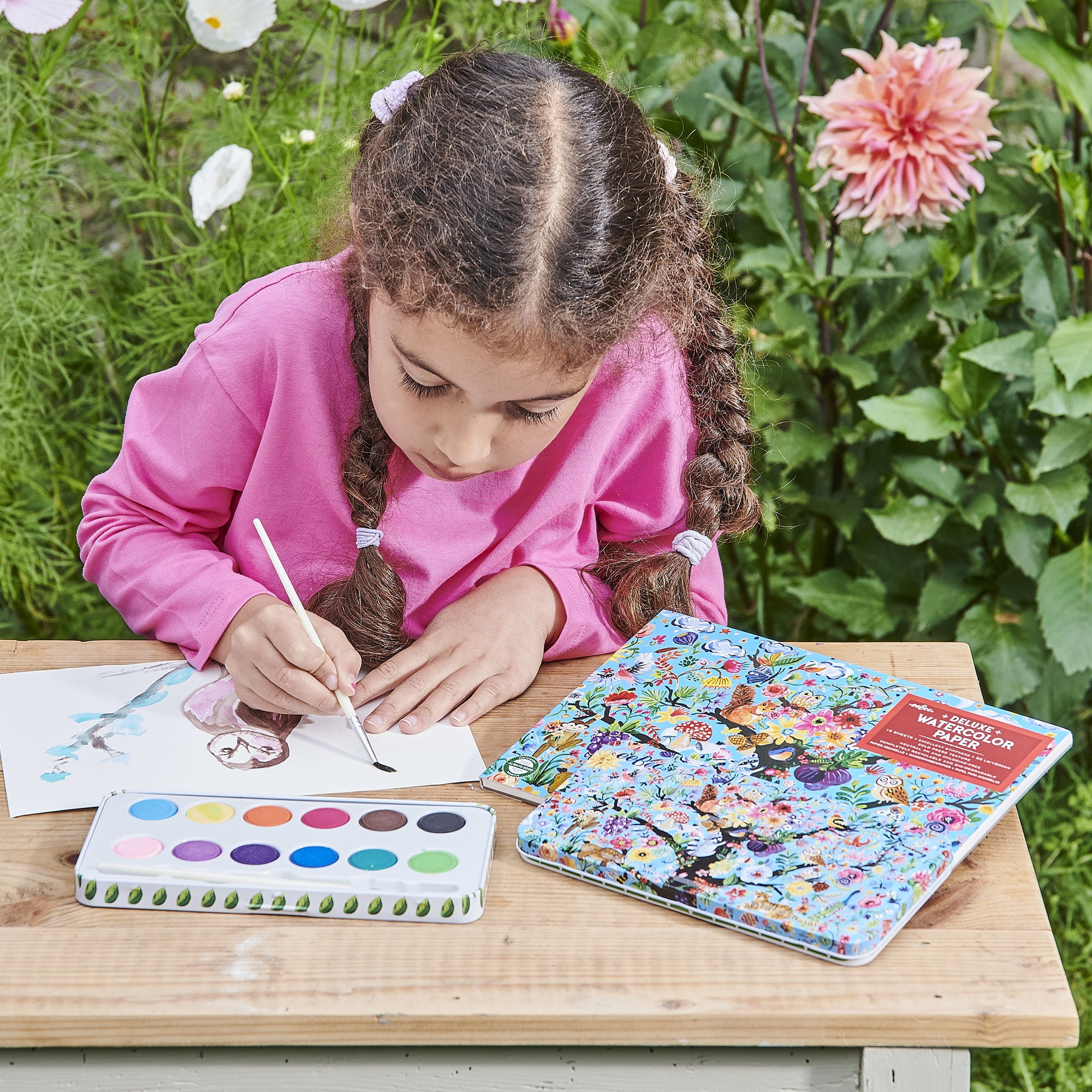 eeBoo: Tree of Life 12 Watercolors - Paint Set w/ High Quality Brush, Beautiful Design Tin Box, 12 Vibrant Colors, Kids Art Supplies, Ages 3+