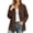 Brown, variant on LUVDA Polar Fleece Snap Button Jacket for Women Stand Collar Longline with Pockets Warm Casual Outerwear for Fall Winter