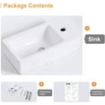 thumbnail image 3 of HOROW Bathroom Small Wall Mount Rectangle Sink White Porcelain Ceramic Vessel Sink 18''L x 10''W x 4.72''H (Right Hand), 3 of 9