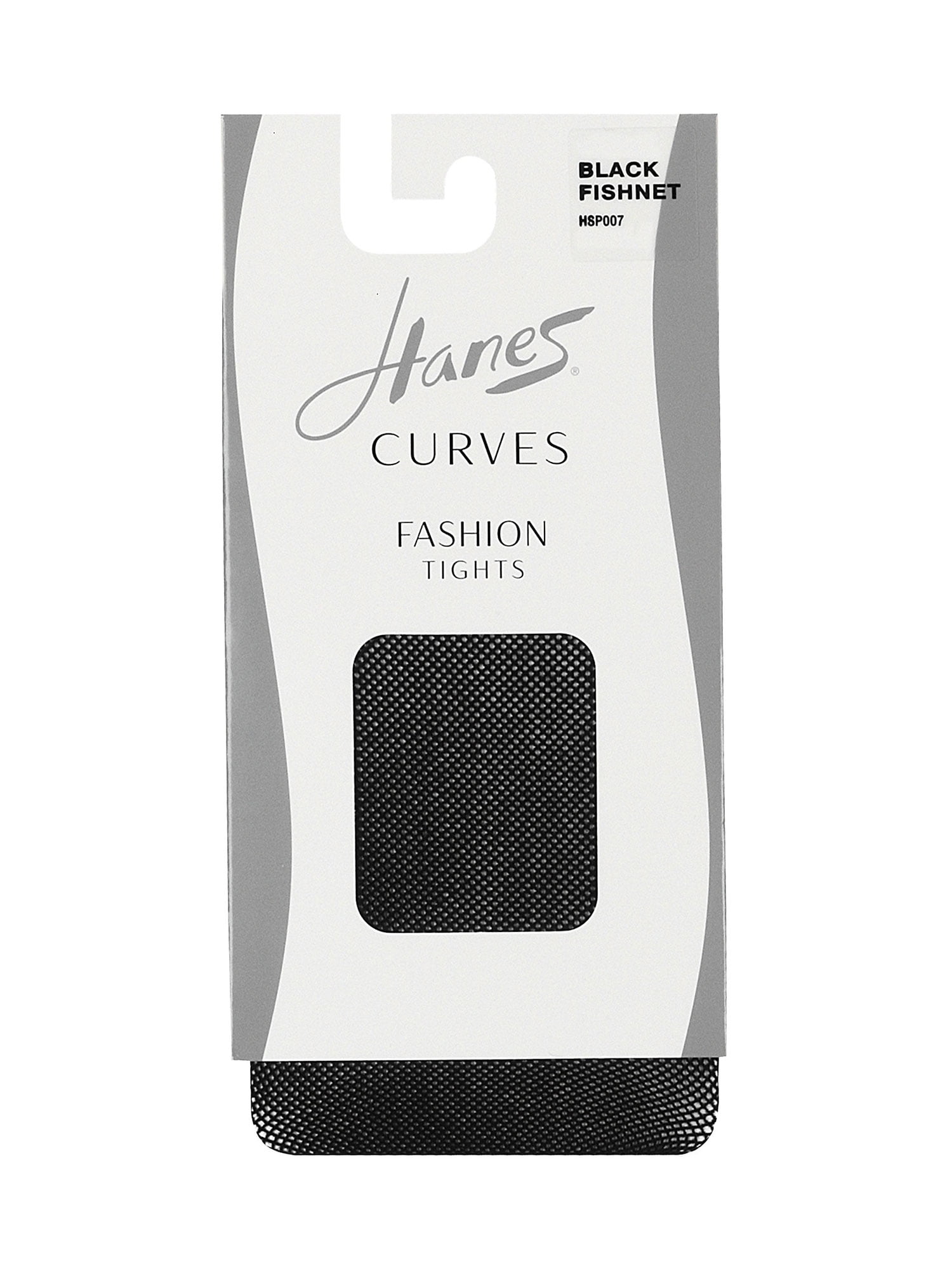 Hanes Curves Fishnet Tights Black 1X/2X 