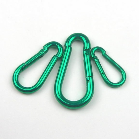 10 Pc Set - Green Coated Satin Finish Spring Snap Hook Carabiner - 5/16"